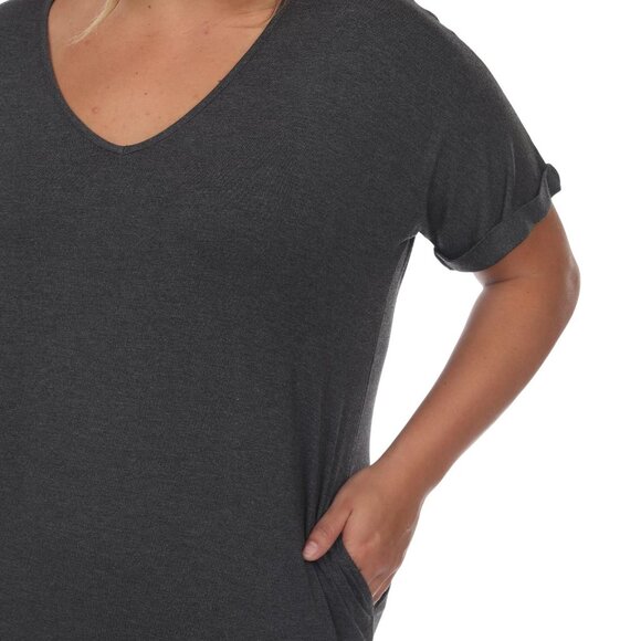 NWT White Mark Womens Plus Size Short Sleeve V-Neck Maxi Dress Charcoal Gray 1X - Picture 5 of 9